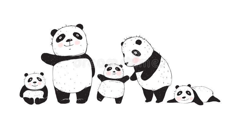 Семья панд рисунок